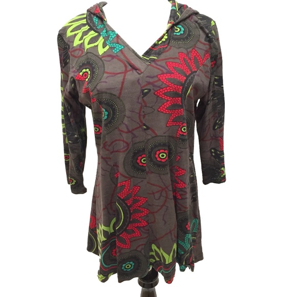 Parsley & Sage Tops - Parsley and Sage hooded 3/4 sleeve A-line tunic S